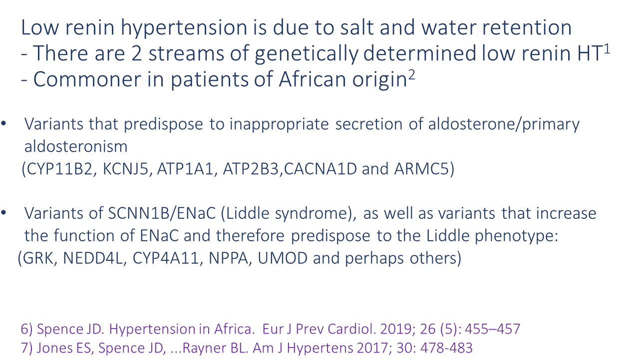 Low renin hypertension is due to salt and water retention World