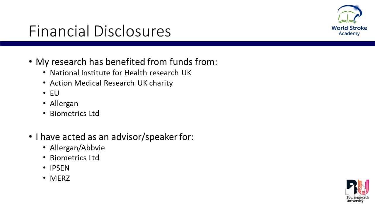 Financial Disclosures World Stroke Academy